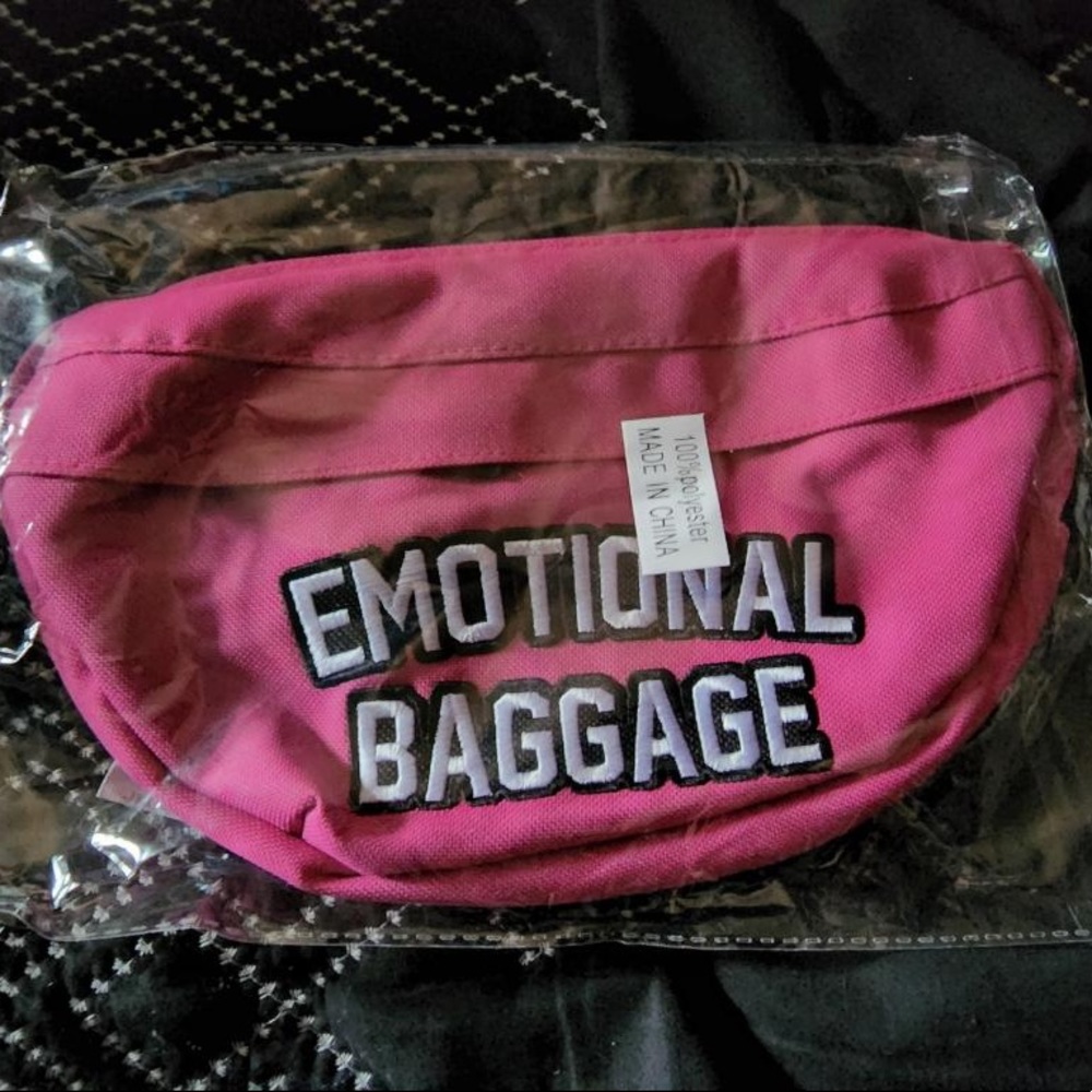 Pink emotional baggage fanny pack